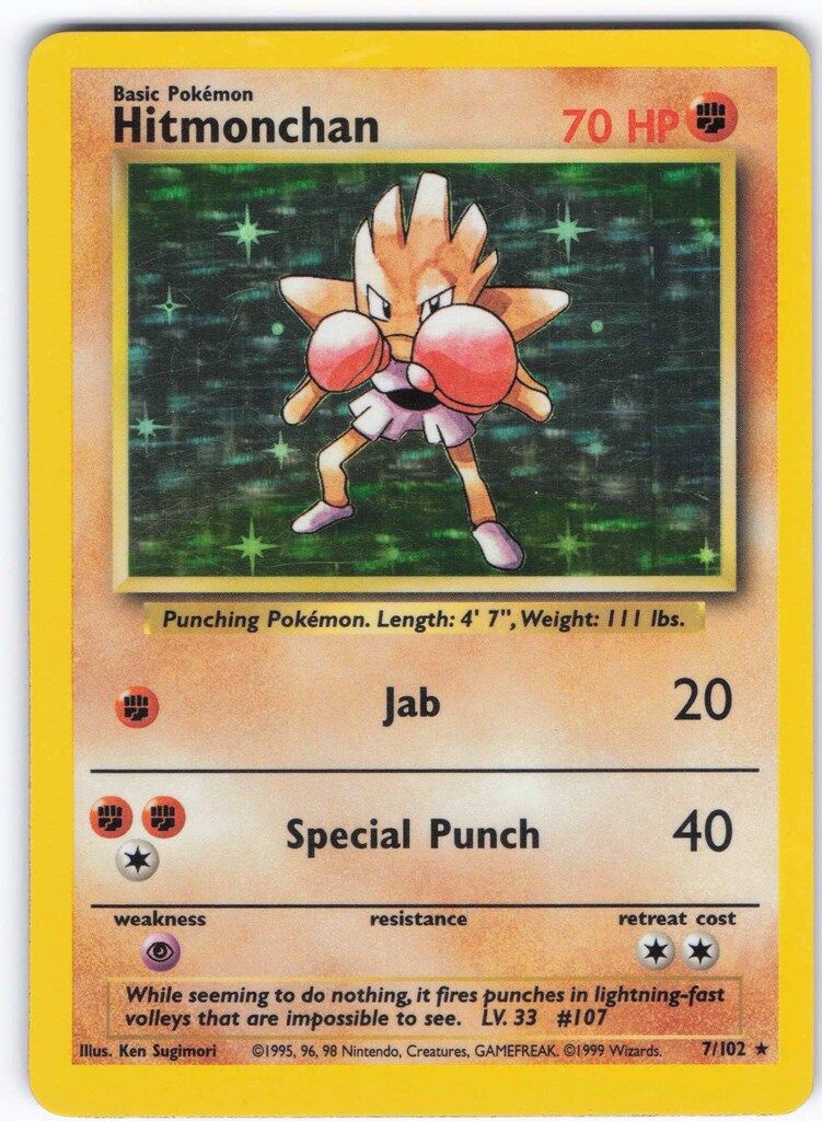 Pokemon 初期他言語 7/102 【英】Hitmonchan [Holo]エビワラー