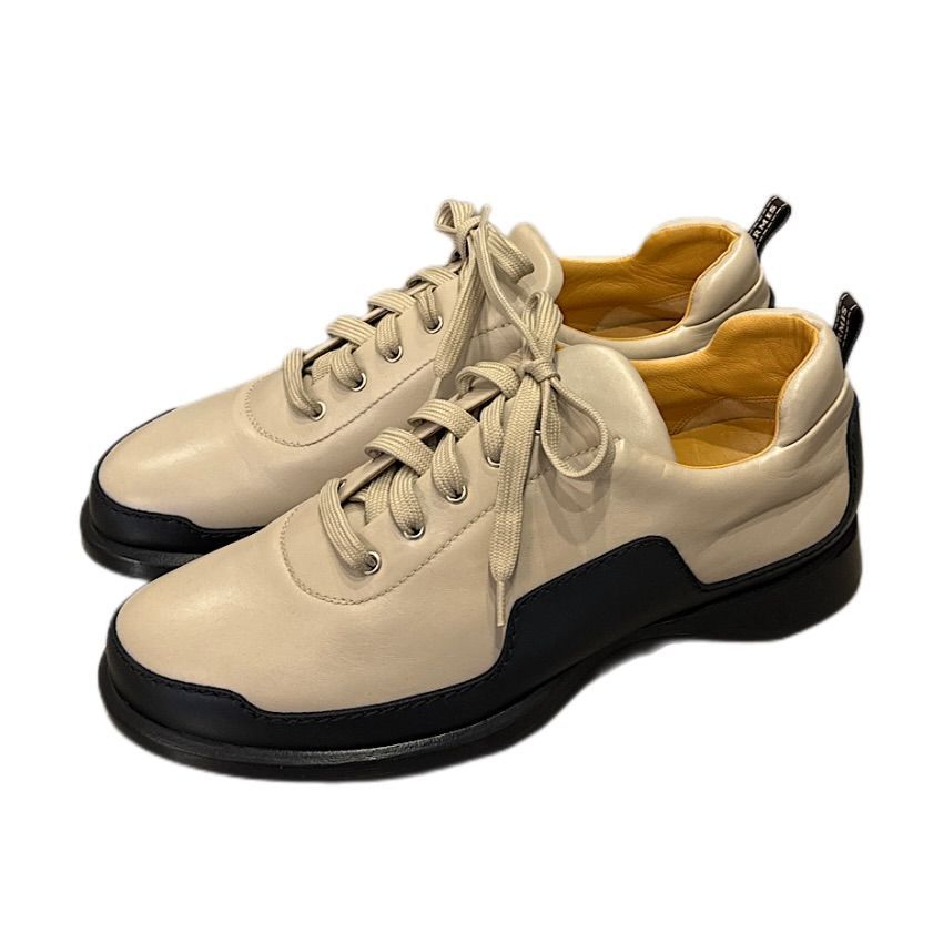 HERMES エルメス レザー スニーカー SIZE 39 1/2 ベージュ ブラック 