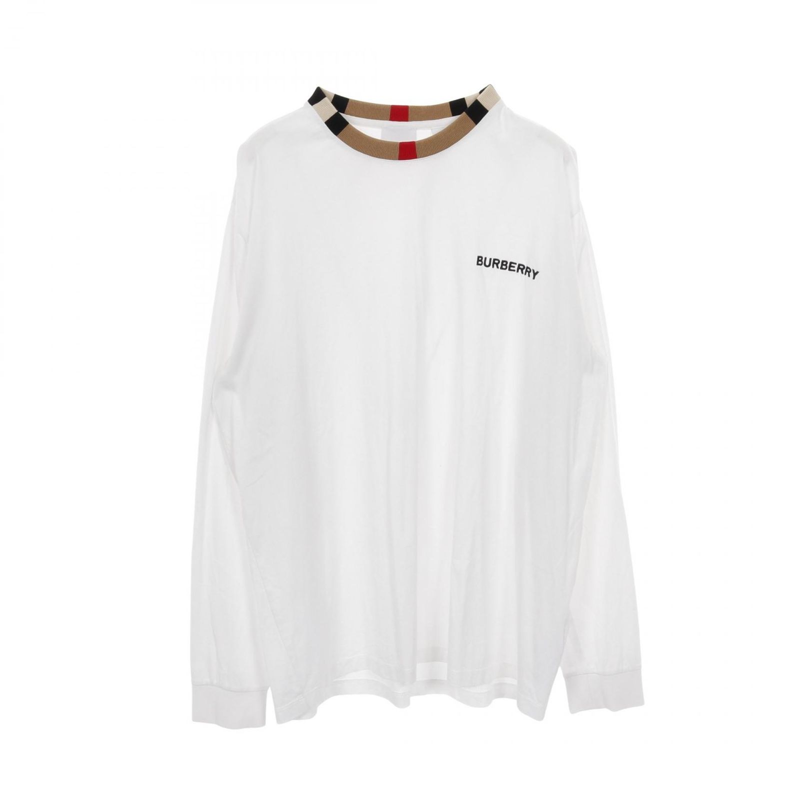 バーバリー BURBERRY JARRAD チェックネック カットソー 衣料品 トップス コットン メンズ ホワイト系 【中古】 バーバリー BURBERRY カットソー JARRAD チェックネック ホワイト