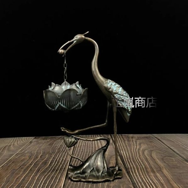 鶴の蓮華炉 香炉 香道具 工芸品 美術品 置物 美術品・アンティーク・コレクション 鶴の蓮華炉 香炉 香道具 工芸品