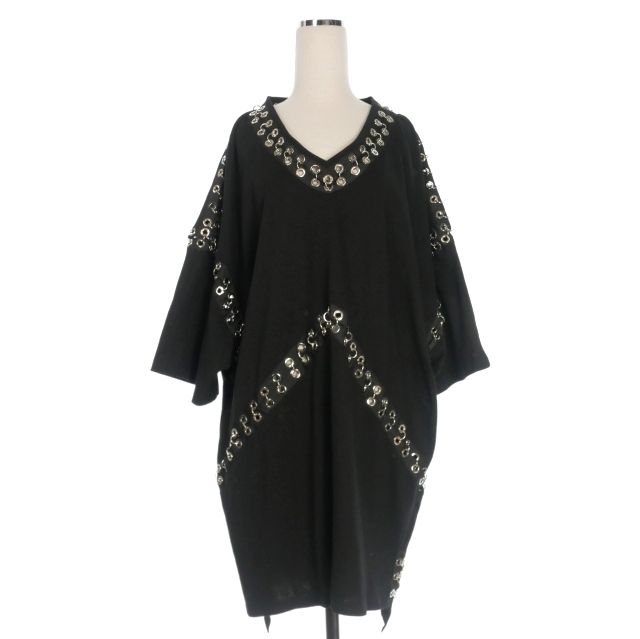 イクミ IKUMI 20SS PIERCED LONG T オーバーサイズ ショートスリーブTシャツ カットソー 半袖 ブラック 黒