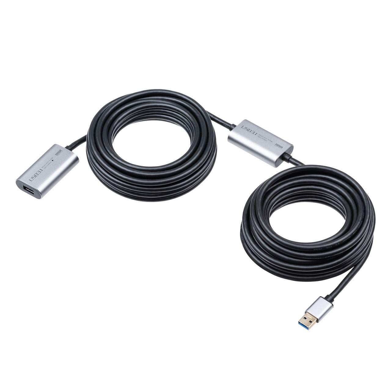 サンワダイレクト USB延長ケーブル 10m USB 3.2|3.1 Gen1 アクティブ ACアダプタ付 500-USB068