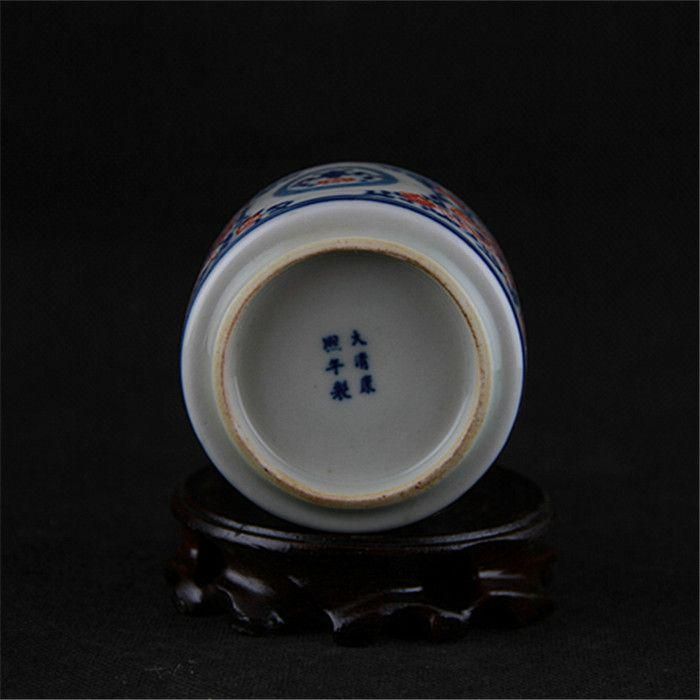 清康煕青花斗彩直筒香炉  景徳鎮  磁器香炉  香道具  美術品  置物 清康煕青花斗彩直筒香炉 景徳鎮 磁器香炉 香道具 美術品 置物