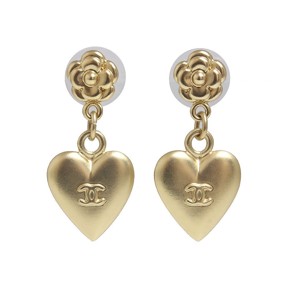 シャネル カメリア ハート ココマーク スイング ピアス ゴールド