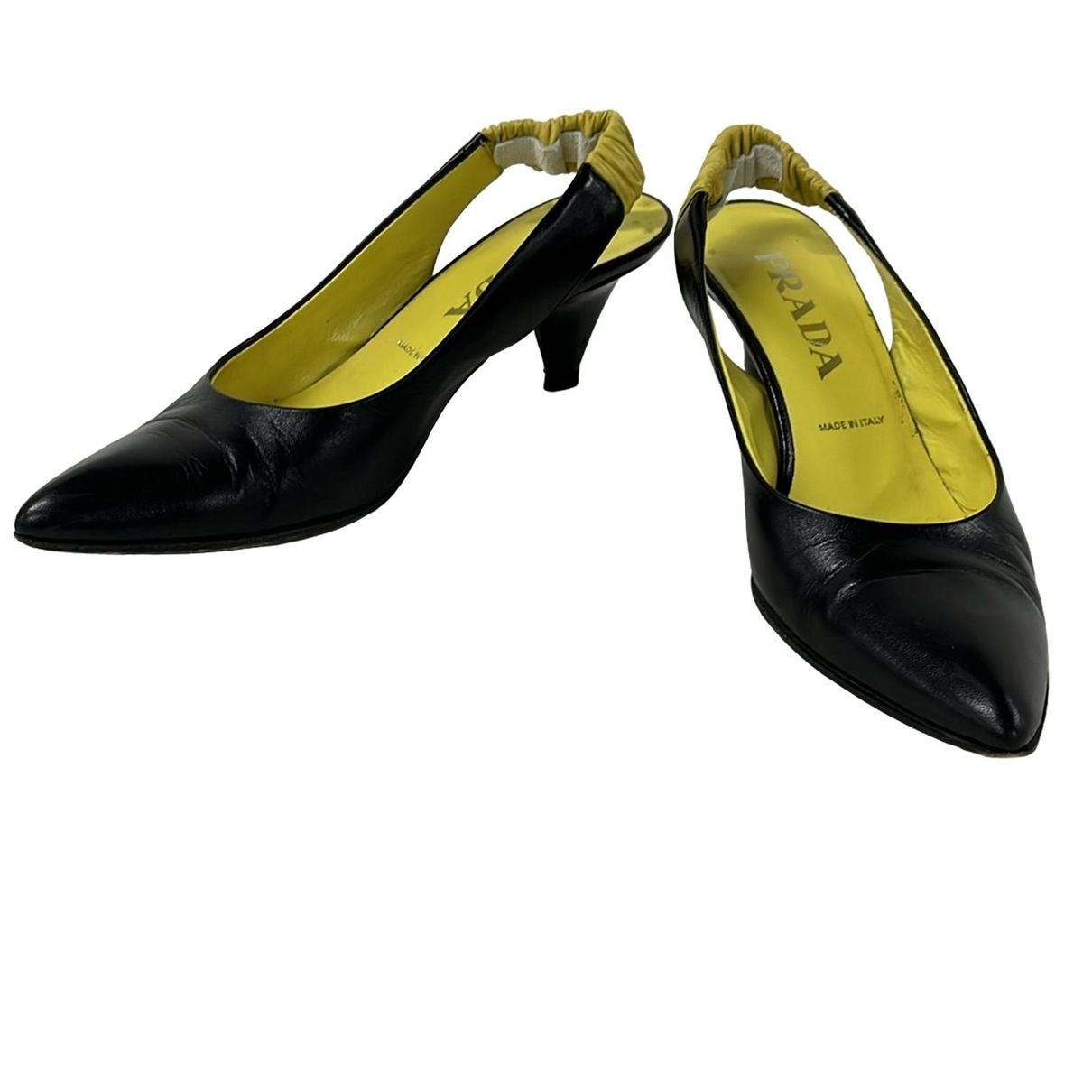 PRADA プラダ サンダル 36 レディース - 黒×イエロー レザー