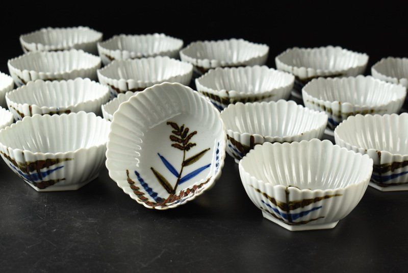 蔵A2887 鉄絵花文 向付 小鉢 十九客