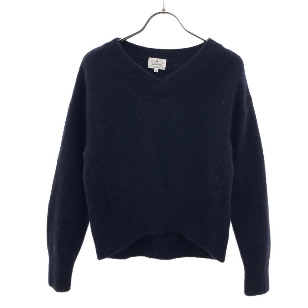 ランバンオンブルー 長袖 Vネック ニット 38 ネイビー LANVIN en Bleu 