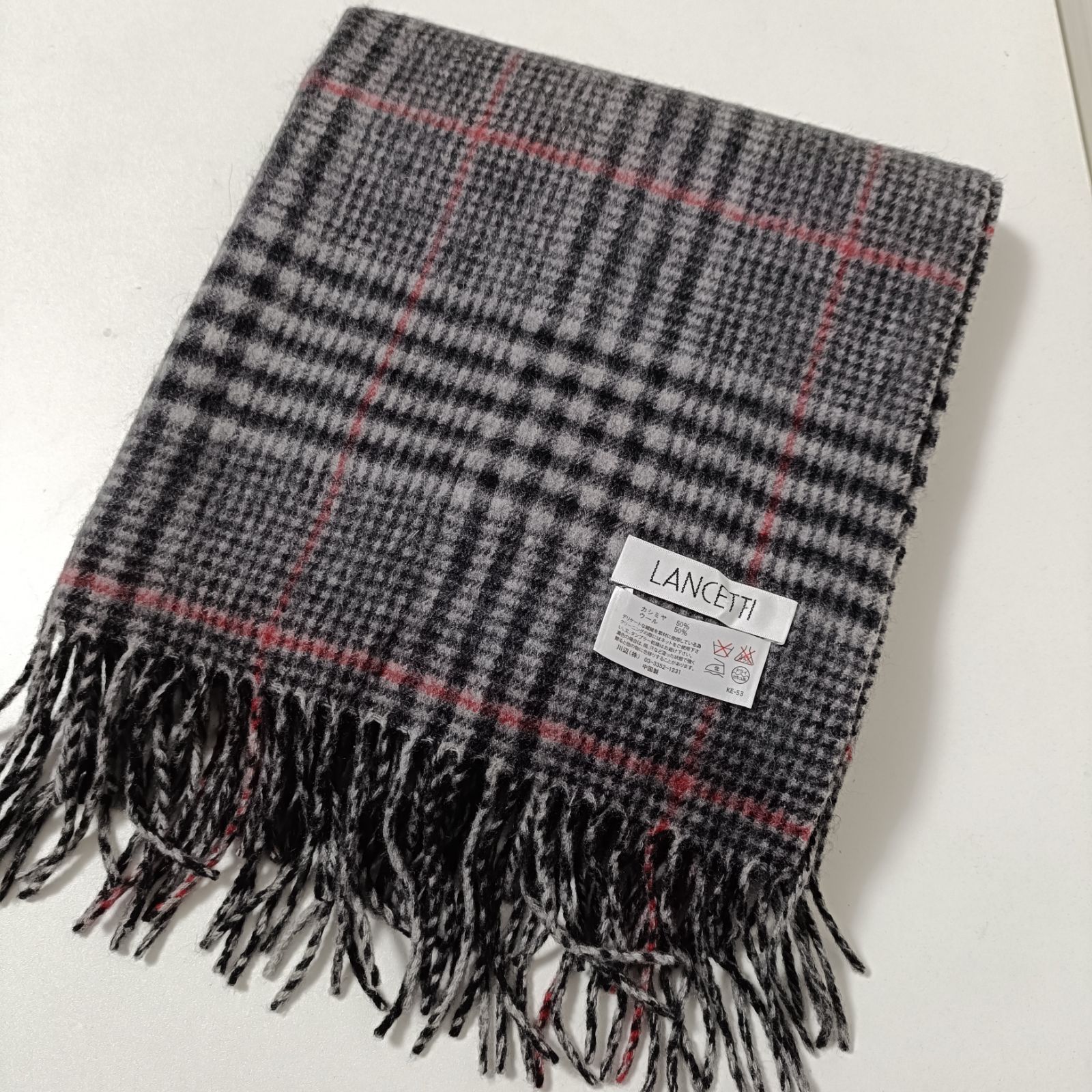 LANCETTI イタリア　カシミア100 大判　ストール　マフラー　ブラック LANCETTI イタリア カシミア100 大判 ストール マフラー ブラック