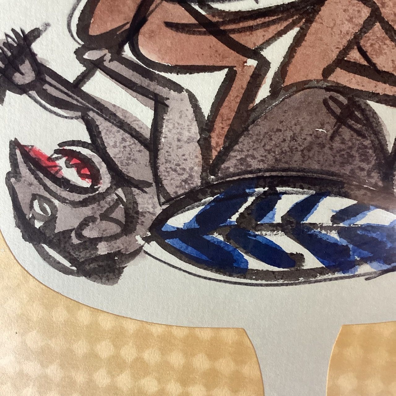 須田剋太 イラスト入りサイン色紙