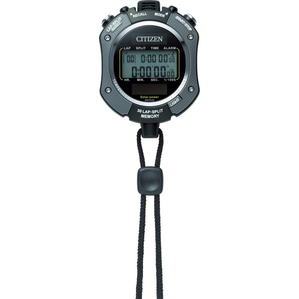 リズム RHYTHM シチズン ストップウォッチ 防水 ソーラー電源 グレー CITIZEN 8RDA69-008 単品