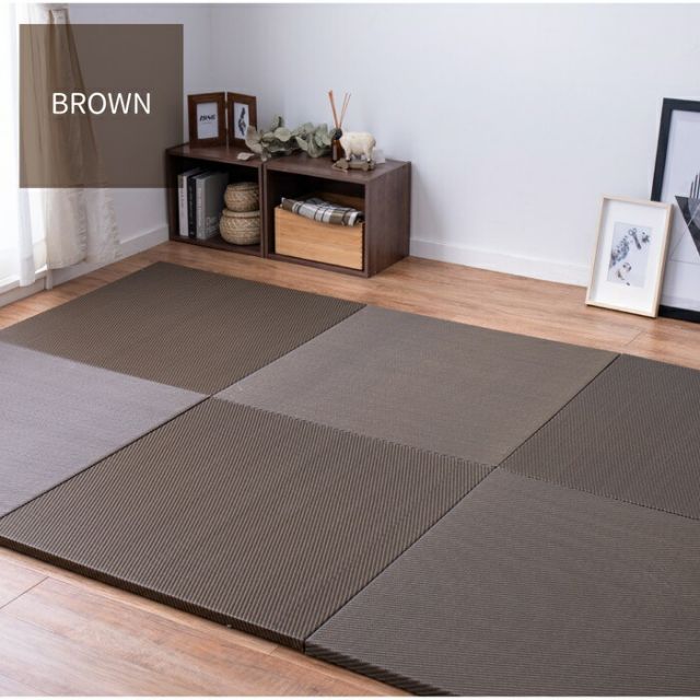 水拭きできる い草風置き畳 彩模様 6枚セット 82×82×2.5 ブラウン 代引不可 MARWIL-DEMENAGEMENTS_CH