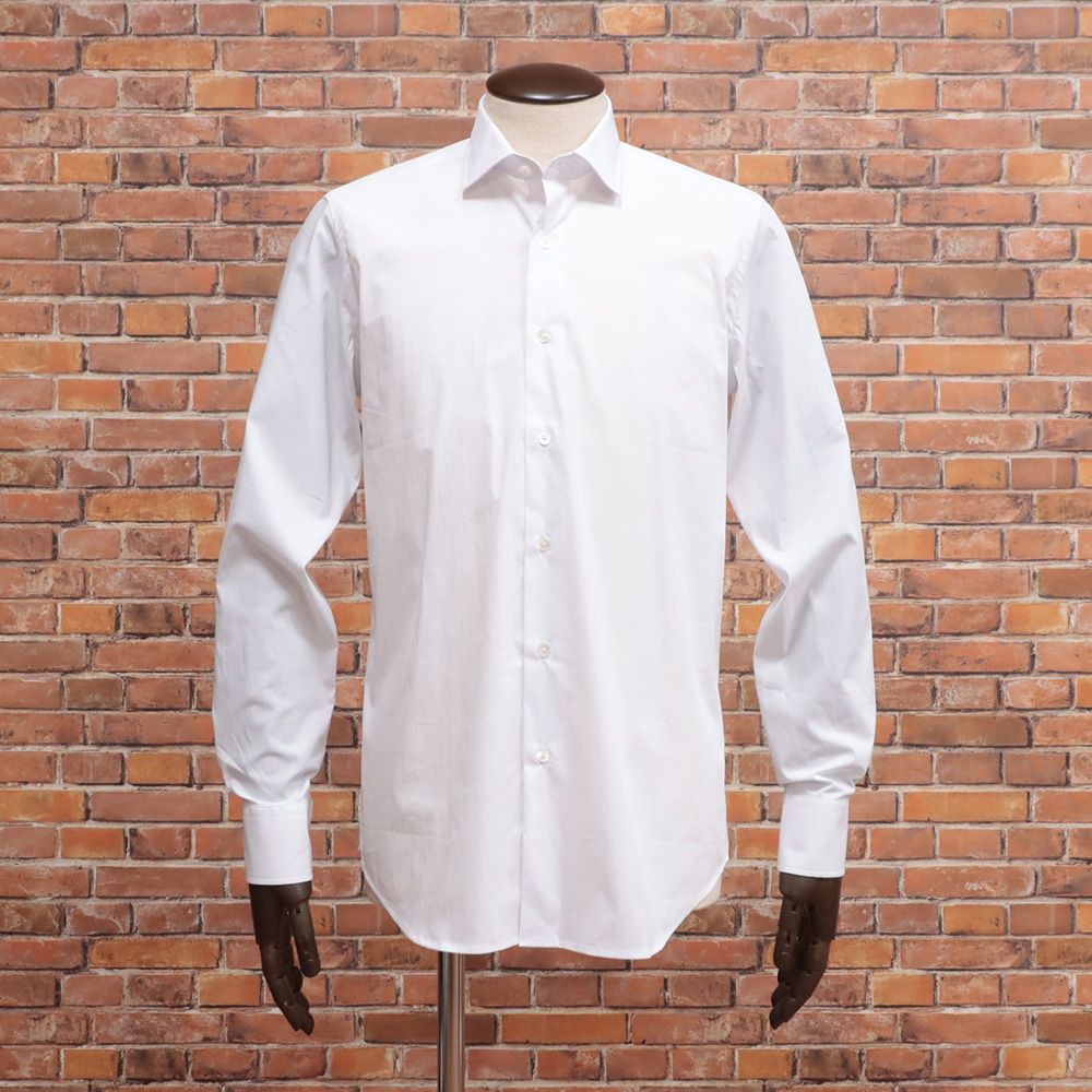 新品 Bagutta ドレスシャツ ホリゾンタル 長袖 リネン 麻 イタリア製 【38】バグッタ 321245 新品 2.4万 Bagutta 42ドレスシャツ 長袖 SLIM FIT ホリゾンタル