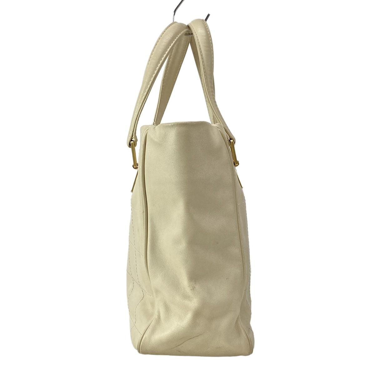 CHANEL シャネル トートバッグ チョコバーステッチ ベージュ マットゴールド金具 レザー