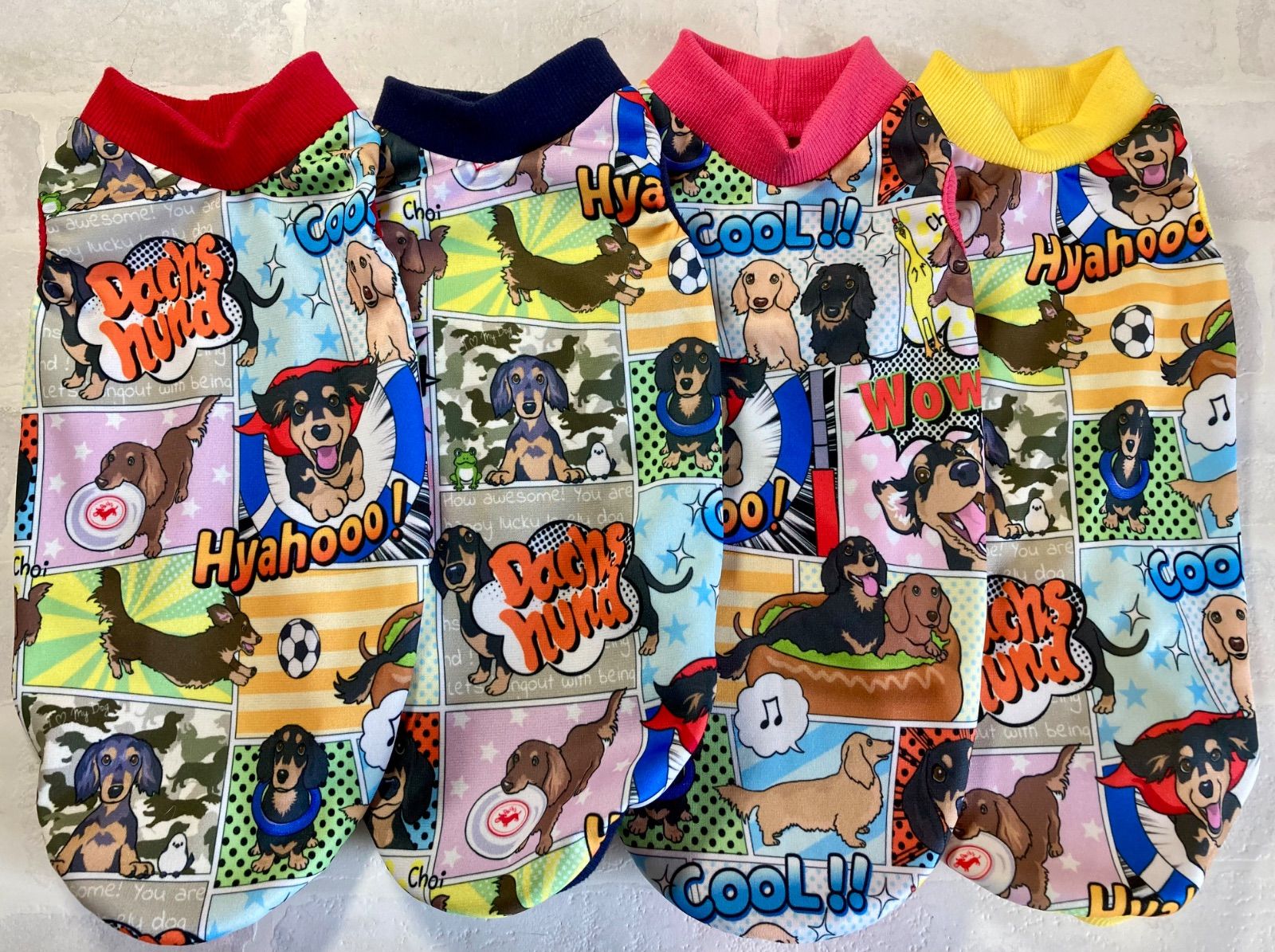 アメコミ風ダックスタンク・ハンドメイド犬服 犬の洋服 ワンコ服 ダックスフント ミニチュアダックス