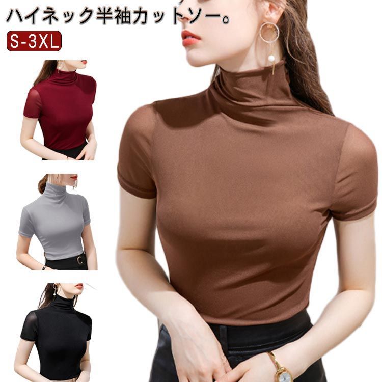 me グラフィックプリーツタートルネック 半袖 ベアサッカージャガード半袖ハイネックカットソー (WOMENS) | St