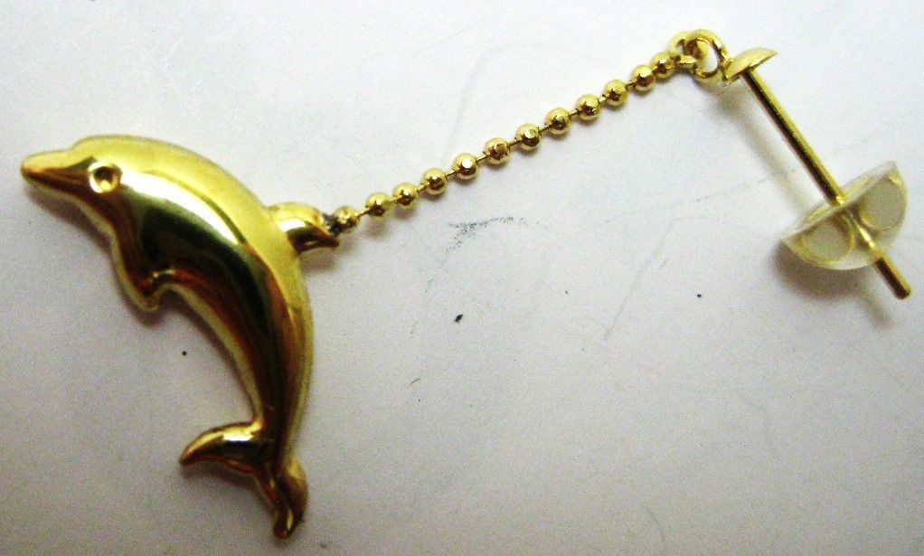 極美品 K18 18金 スタッド ピアス イルカ ぶら下がり 16mm - メルカリ