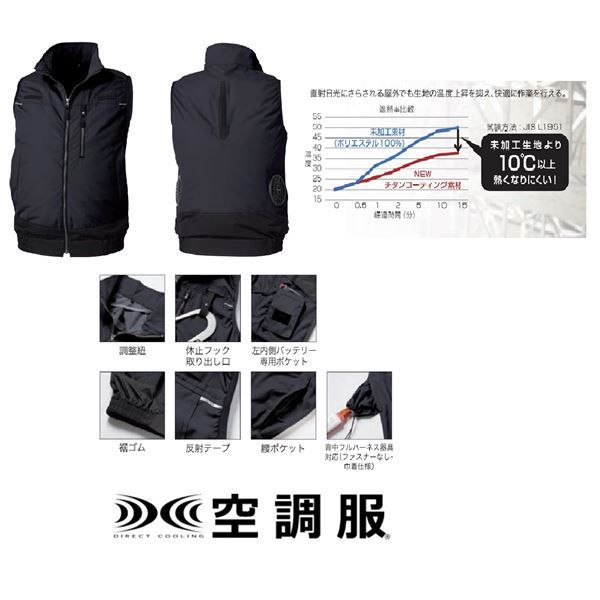 KU92100 空調服 R 綿・ポリ混紡 フルハーネス仕様 服のみ ネイビー 3L