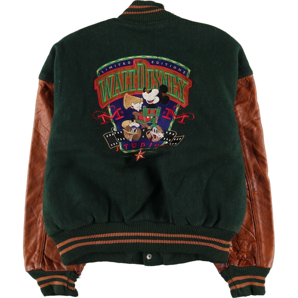 希少 ディズニーヴィンテージ 袖レザー スタジャン ミッキー 刺繍 2025