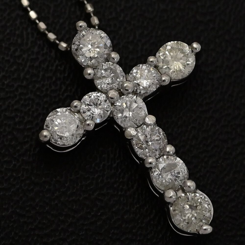 1.00ct|クロスモチーフ･ダイヤモンド ネックレス･ペンダント|Pt900-Pt850-3.6g|プラチナ|プレゼント|記念日 ♀ S レディース 593654 NICORILABO_COM
