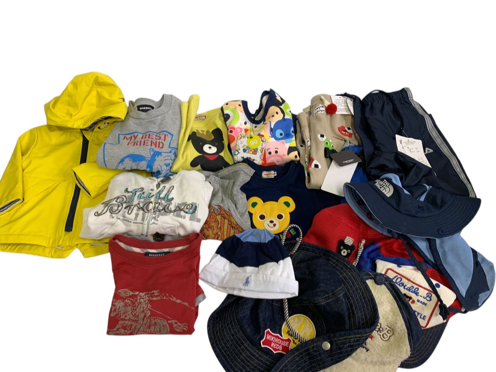 子ども服 男の子 70～100 DIESEL BURBERRY mikiHOUSE NORTHFACE 他 17点まとめ 半袖 長袖