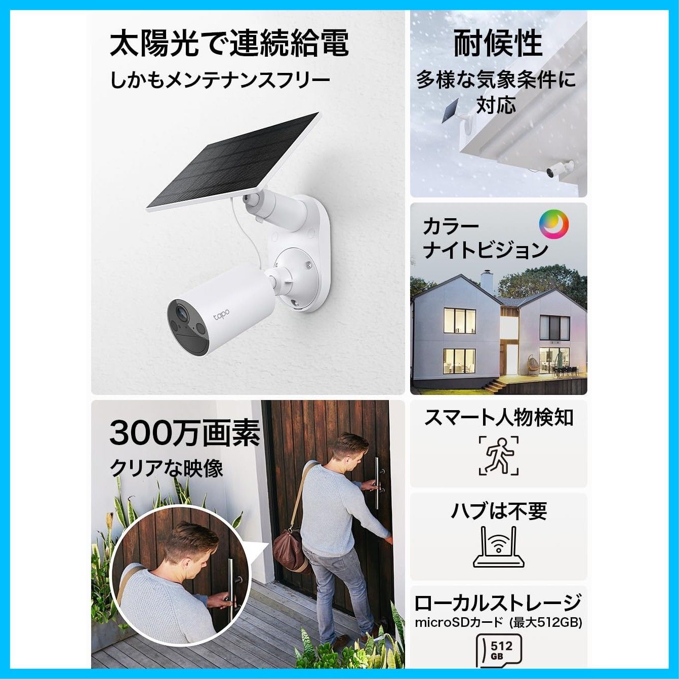 Tapo 防犯カメラ 屋外 ソーラー 見守りカメラ WiFi 防犯カメラ