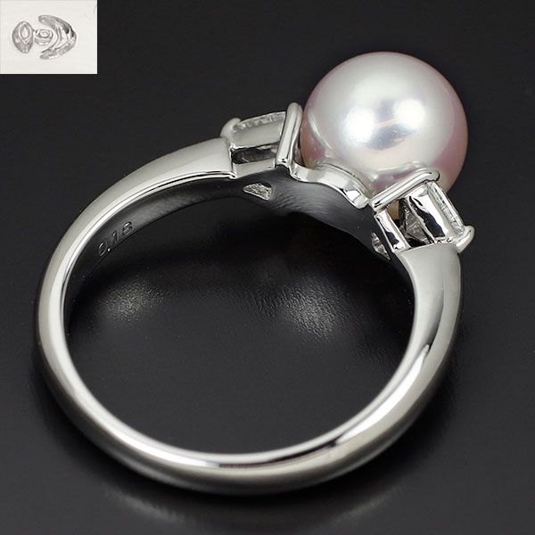 TASAKI タサキ 最高級 8mm 一粒パール 真珠 約9号 縦爪 プラチナ