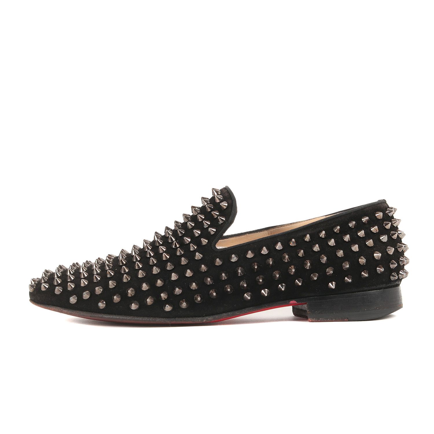 Christian Louboutin クリスチャンルブタン サイズ:41(26.0cm) ダンデライオン スウェード スパイクスタッズ Dandelion Spikes Flat ローファー ドレス シューズ ブラック 黒 イタリア製【メンズ】