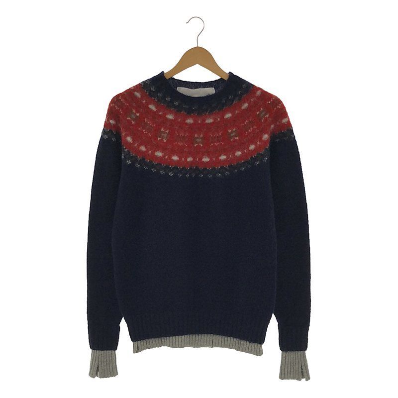 tao COMME des GARCONS / タオコムデギャルソン | 2022AW | × INVERALLAN / インバーアラン 別注 ダメージ加工 レイヤード ノルディックセーター  / ウールニット | M | レディース