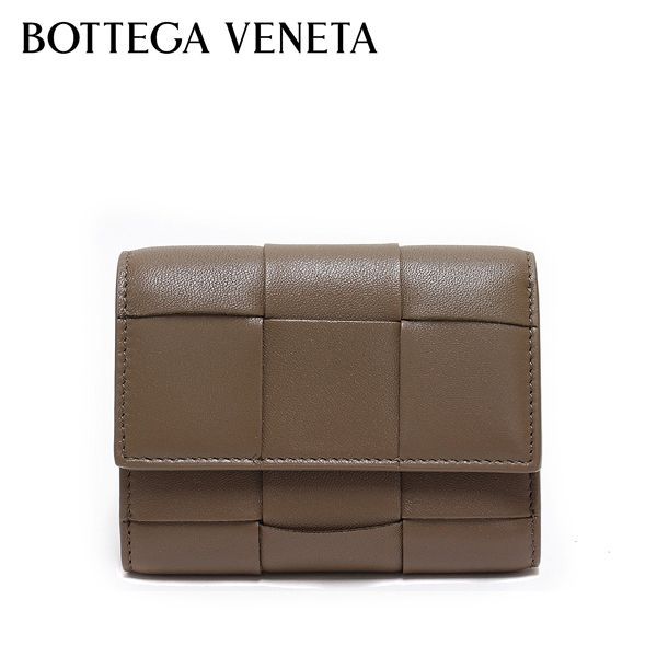 ボッテガ・ヴェネタ BOTTEGA VENETA  イントレチャート スナップボタン三つ折り財布【トープグレー】 750245 VCQC1 2560/【2023-24AW】l-wallet