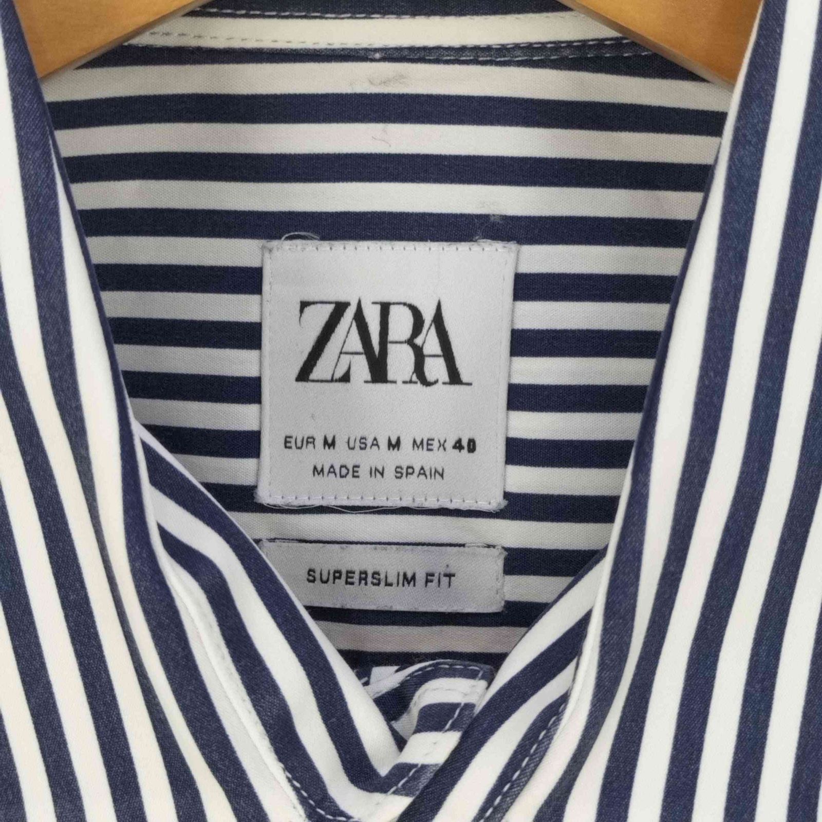 ザラ ZARA SUPERSLIM FIT ストライプストレッチシャツ メンズ