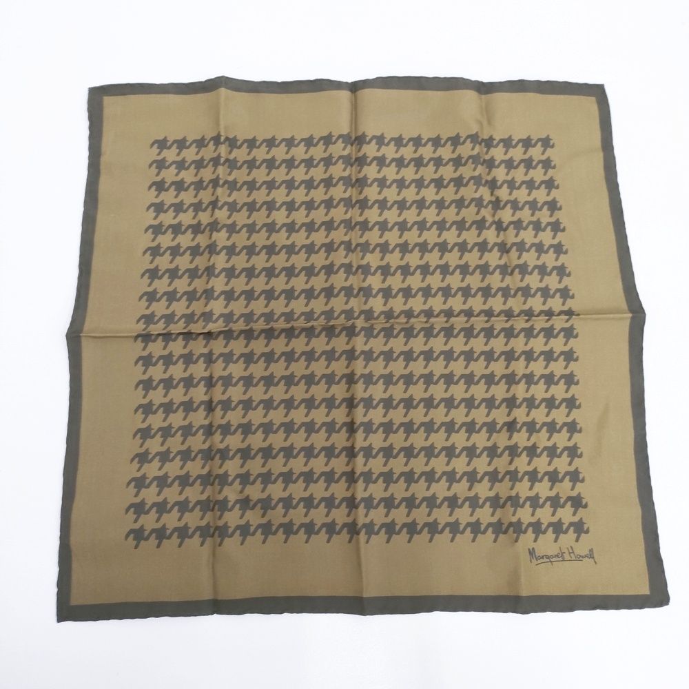 MARGARET HOWELL 24AW SILK GLENCHECK SCARF 定価31900円 スカーフ カーキ レディース マーガレットハウエル 5-1001G◎