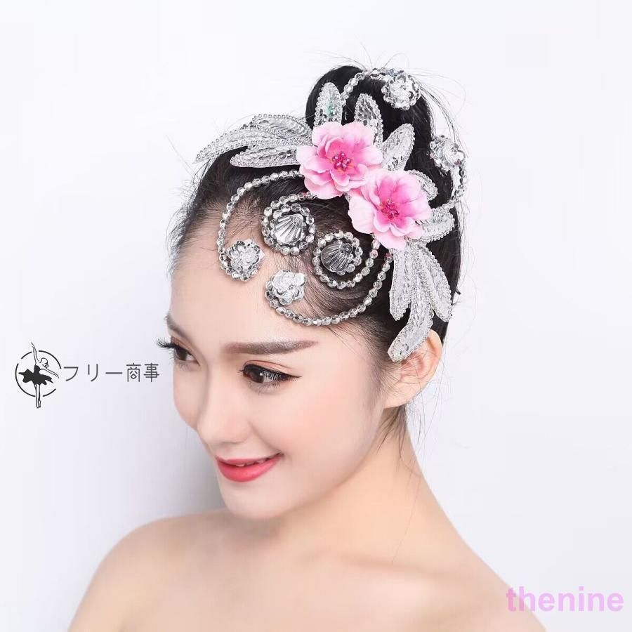 【新品】社交ダンス、フラメンコ ヘアアクセサリー オーストリッチと花の装飾 楽天市場】お得な豪華4点セット ヘッドドレス バック
