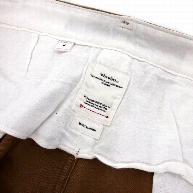  ビズビム VISVIM ストレート チノパンツ スラックス ボトムス 4 ブラウン 茶 スラックス パンツ