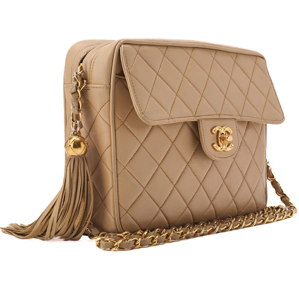 シャネル フリンジ チェーンショルダーバッグ マトラッセ ベージュ ラムスキン マトラッセ 在庫処分SALE シャネル CHANEL フリンジチェーン