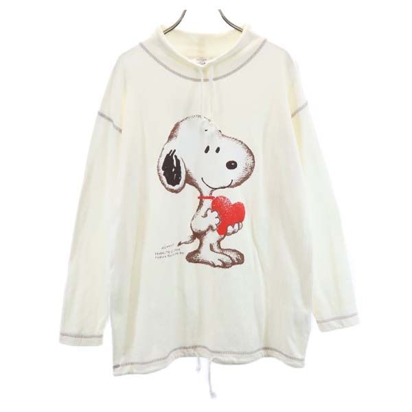 中古】 ピーナッツ 90s オールド スヌーピー プリント 長袖 Tシャツ 白