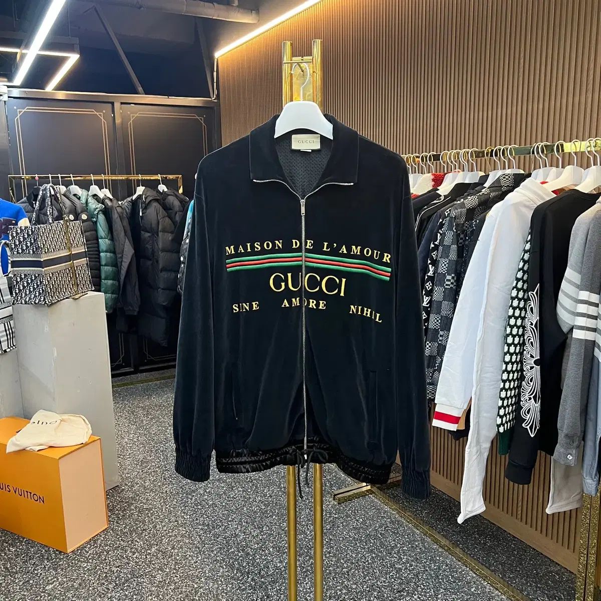 GUCCI(グッチ) シェリーラインロゴ ベロア フリース ジップアップ