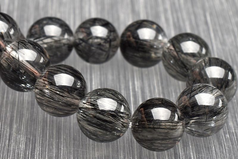１点物 透明 太針 ブラックトルマリンインクォーツ 10mm ブレスレット パワーストーン 天然石 _U7689