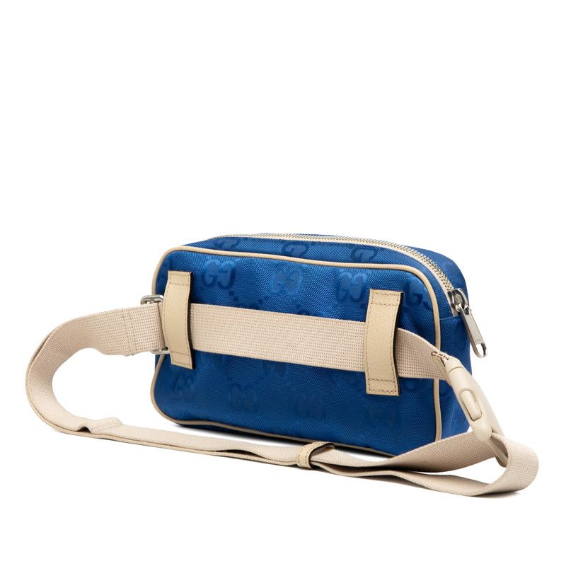 グッチ GGナイロン グッチ オフ ザ グリッド ベルトバッグ ボディバッグ 631341 ブルー ベージュ ナイロン レザー レディース GUCCI 1-0232589