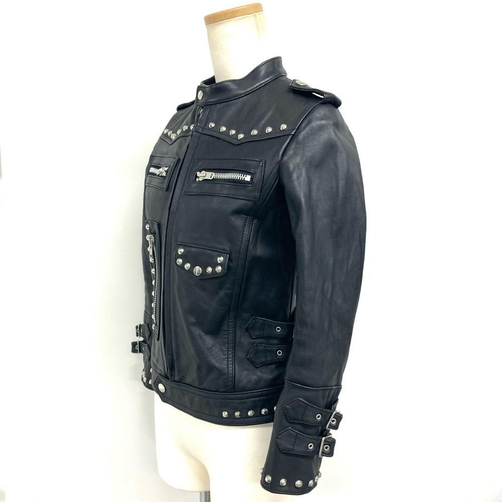 SUNAOKUWAHARA スナオクワハラ スタッズ シングル ライダースジャケット レザー SK93LC046 ブラック M