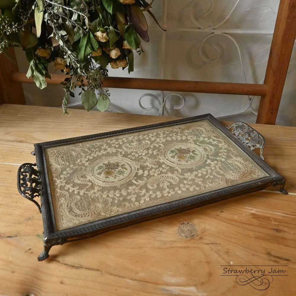 L3705-588 英国アンティーク プチポワン トレイ トレイ ドレッシングトレイ イギリス