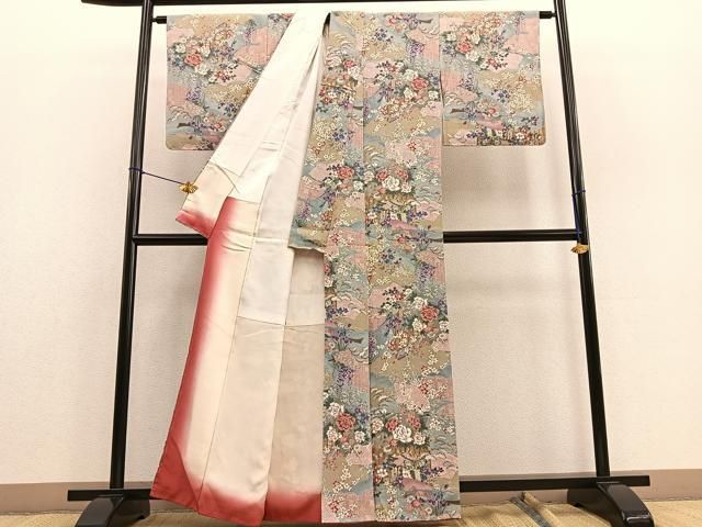 平和屋着物▽上質な色無地 単衣 蜂蜜色 ワンポイント 正絹 逸品