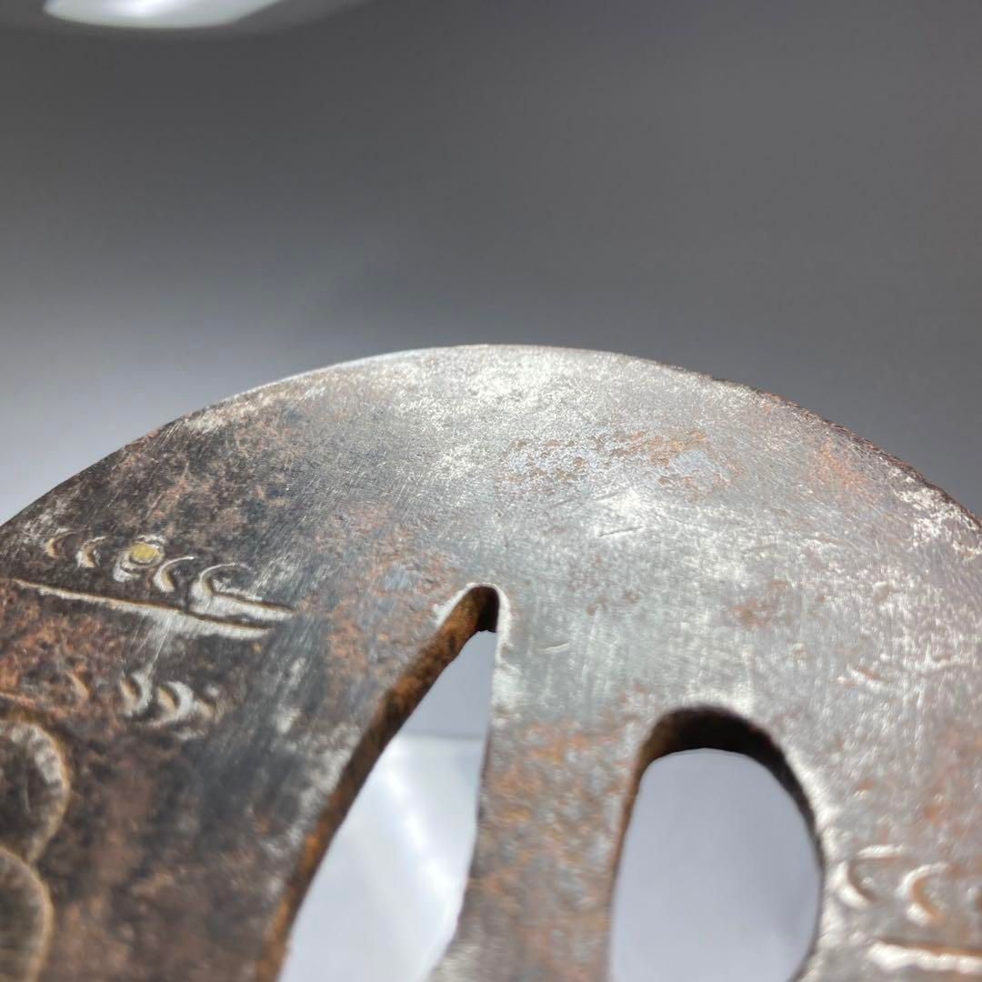 時代　金銀象嵌入　鍔　重さ96.0g    東金6-0215ア③ 時代 金銀象嵌入 鍔 重さ96.0g 東金6-0215ア③ 時代 金銀象嵌入 鍔 重