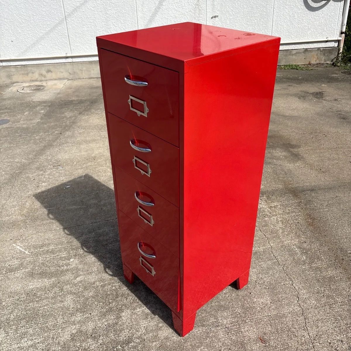 ?4段スチールキャビネット potarico ポタリコ 赤 RED 書類収納 小物入れ アメリカン デザイン家具 モダン 海外風 アンティーク レトロ アメリカン