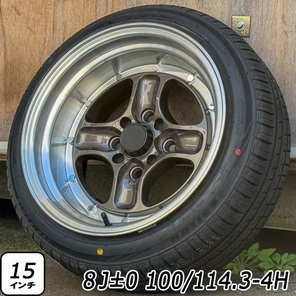 新品 タイヤホイール4本セット 15インチ 8J ±0 PCD 100 114.3 4穴 165 