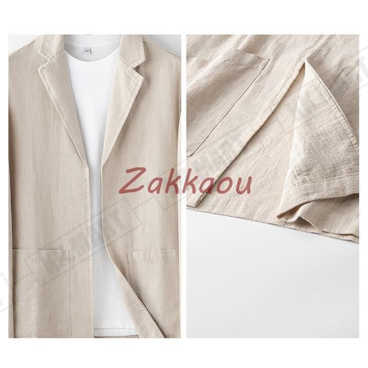 麻ジャケット メンズ 春夏用 綿麻 清涼 テーラードジャケット サマー