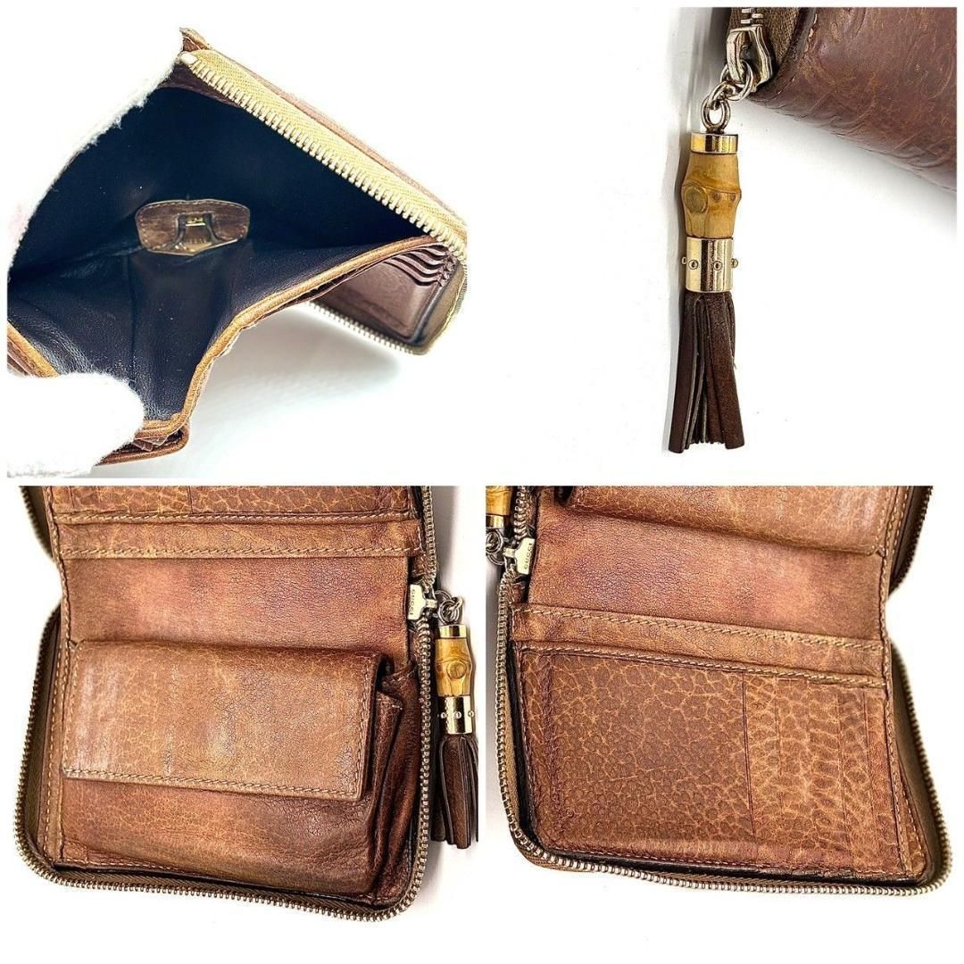 GUCCI グッチ 長財布 グッチシマ ラウンドジップ バンブータッセル