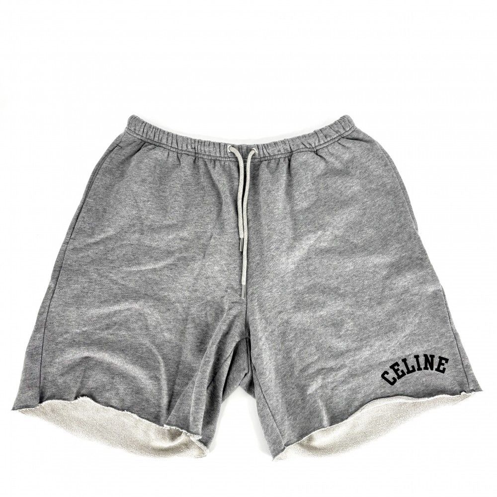 在庫一掃 セリーヌ パンツ レディース BLASON トラックスーツ ショートパンツ スウェット アパレル 服 ボトムス CELINE L RP04R670Q.08BQ グレー シルバー金具 コットン オールシーズン 品