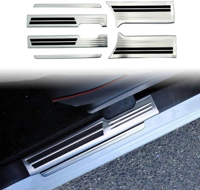 スズキ 新型 スペーシアカスタム MK54S MK94S (2023年11月～) 対応 サイドステップ スカッフプレート 6Pセット ステンレススチール (シルバ）