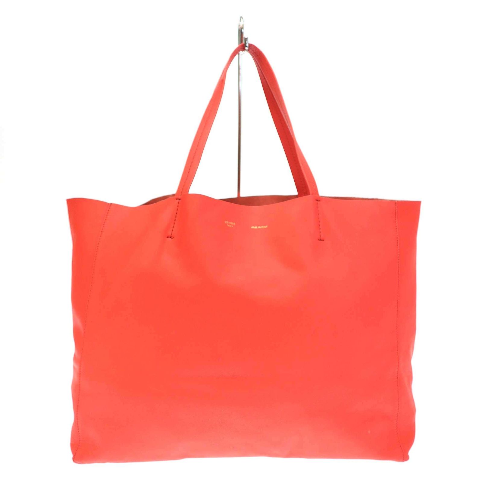 CELINE セリーヌ ホリゾンタルカバ レザートートバッグ レッド 