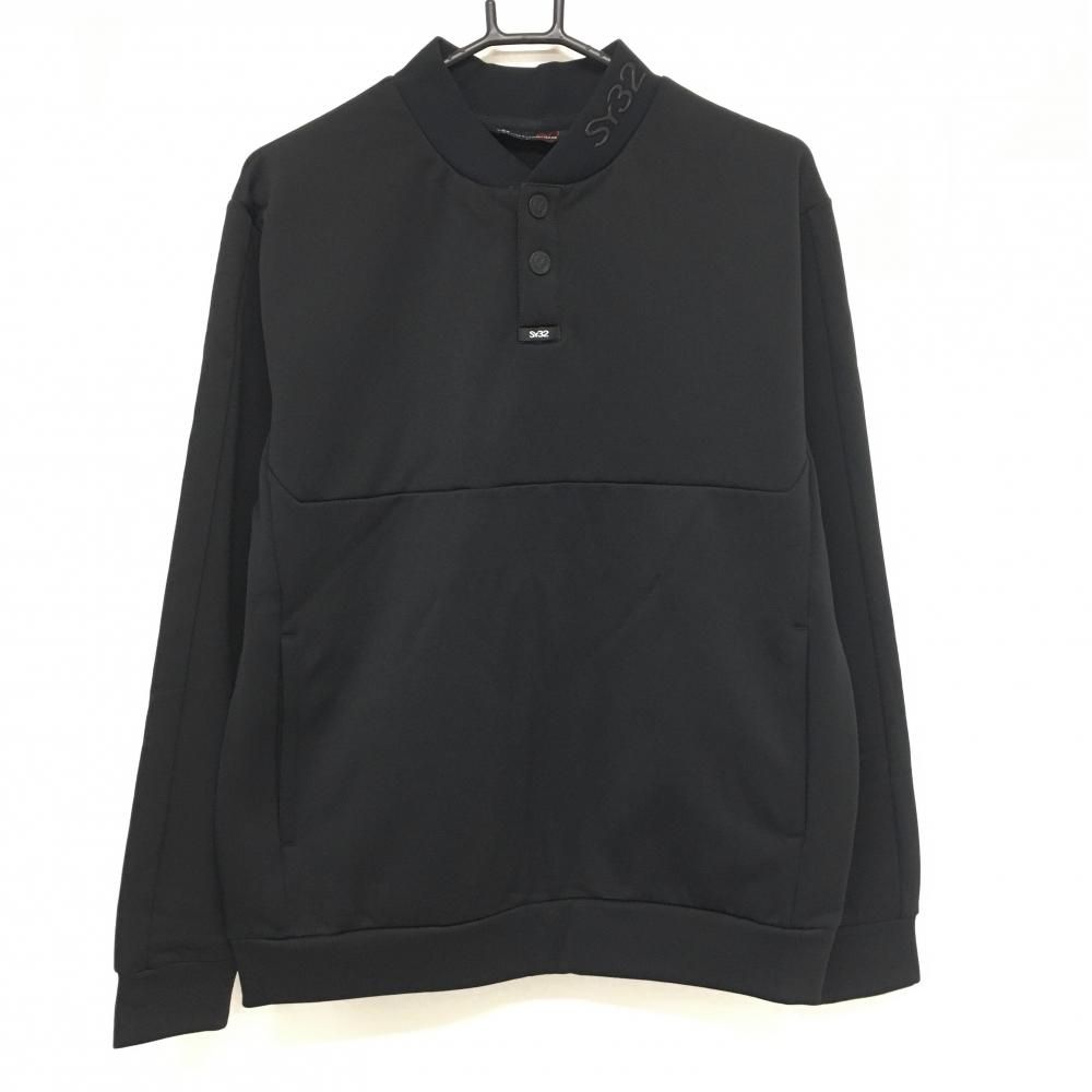 SY32 トレーナー 黒×レッド スナップボタン 裏起毛 CORDURA メンズ L ゴルフウェア 2025年モデル SY32 BY SWEET YEARS